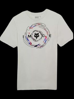 NEW W/ TAGS FOX Light Grey Short Sleeve Tee with Multicolor Swirl Logo